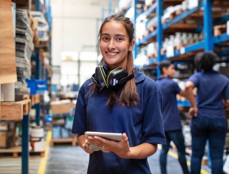 warehouse worker with tablet